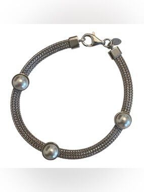 Dyadema | Italian .925 / Sterling Silver & Button Pearl Bracelet